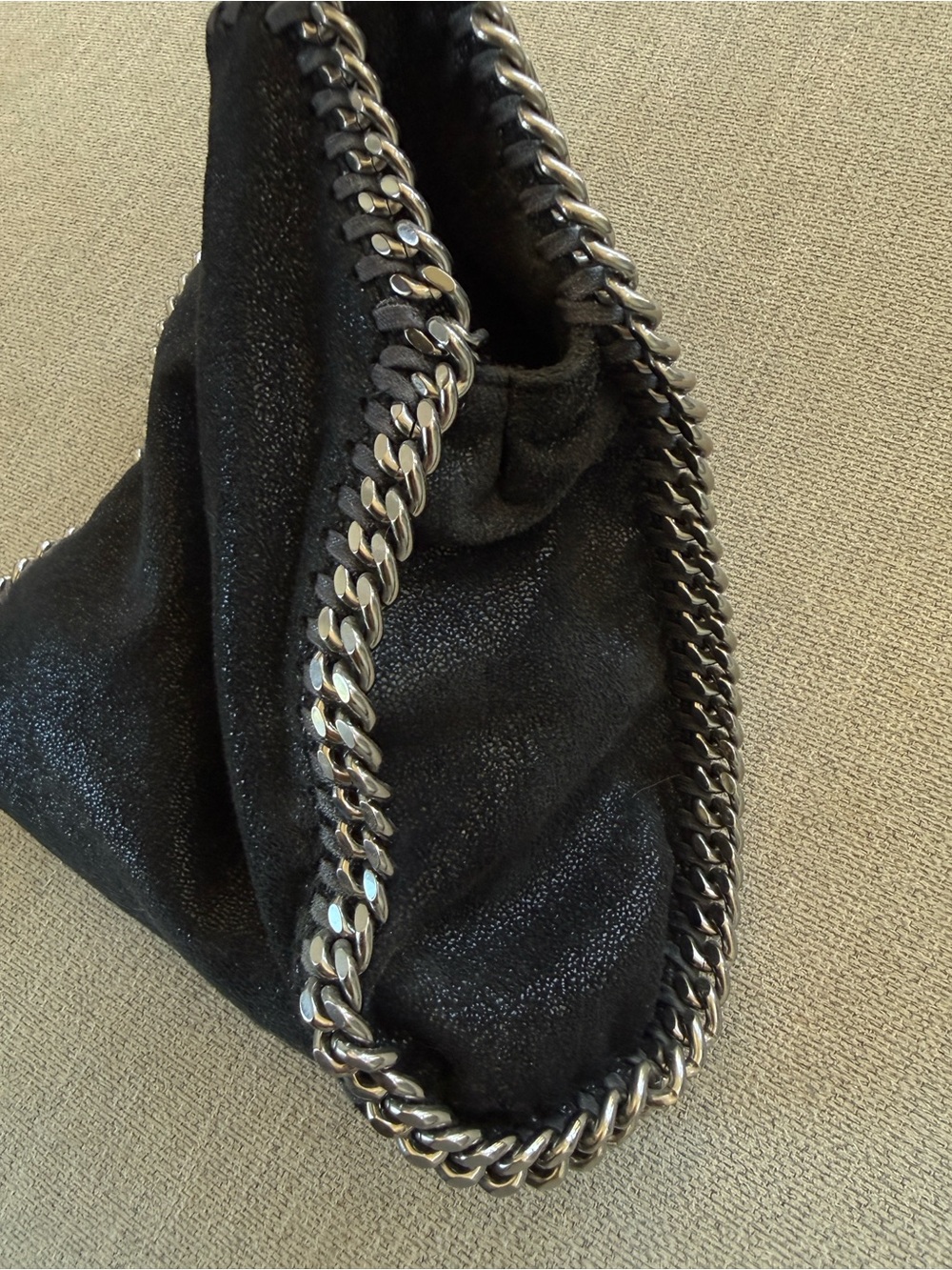 Stella McCartney Black Faux-Leather Shoulder Bag with Silver Chain - Picture 5 of 7